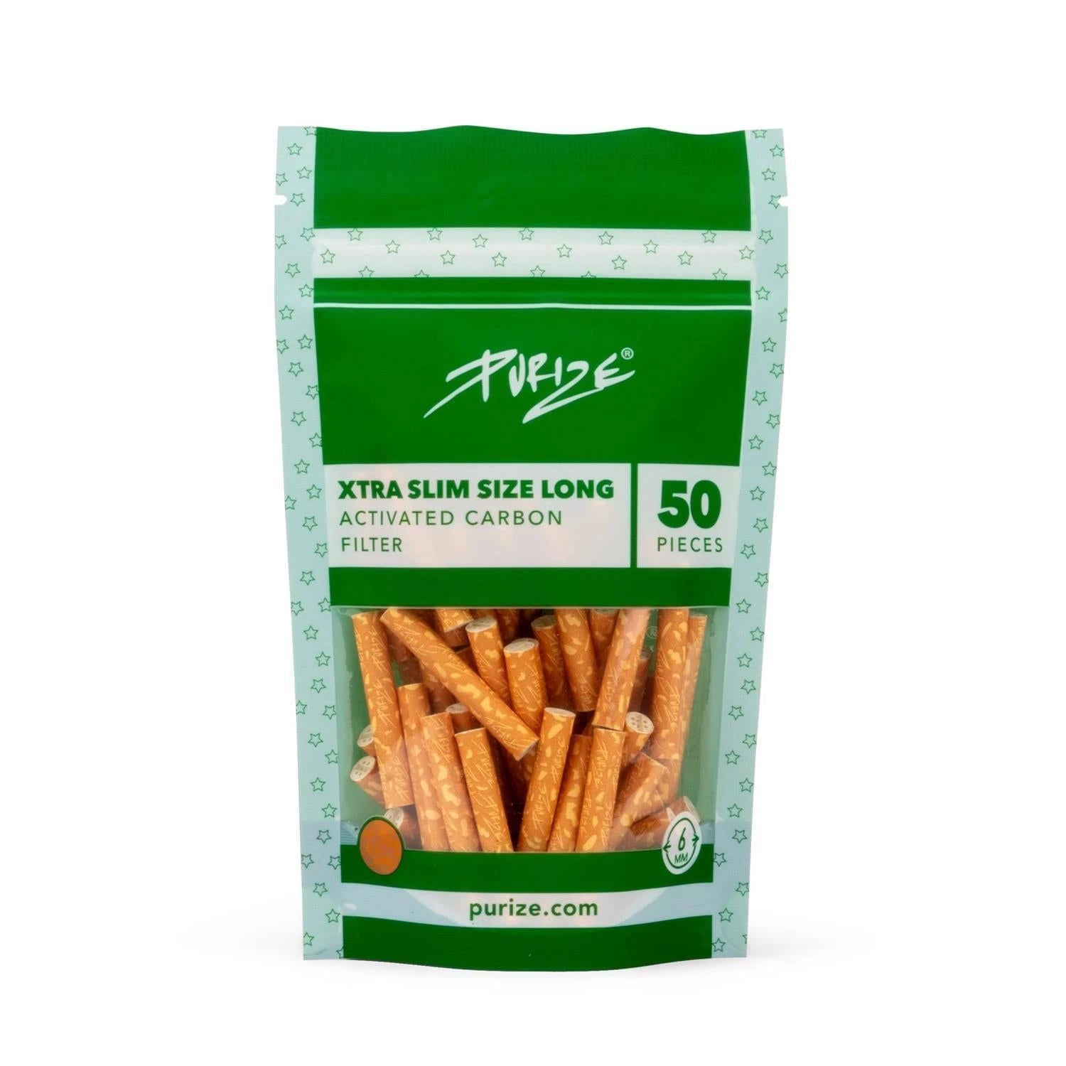 PURIZE Aktivkohlefilter XTRA Long Size 6mm (50 Stück) PURIZE